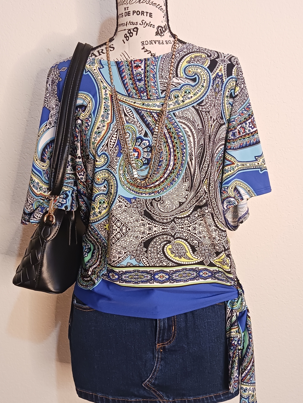 Melissa Paige Womens Paisley Batik Top S